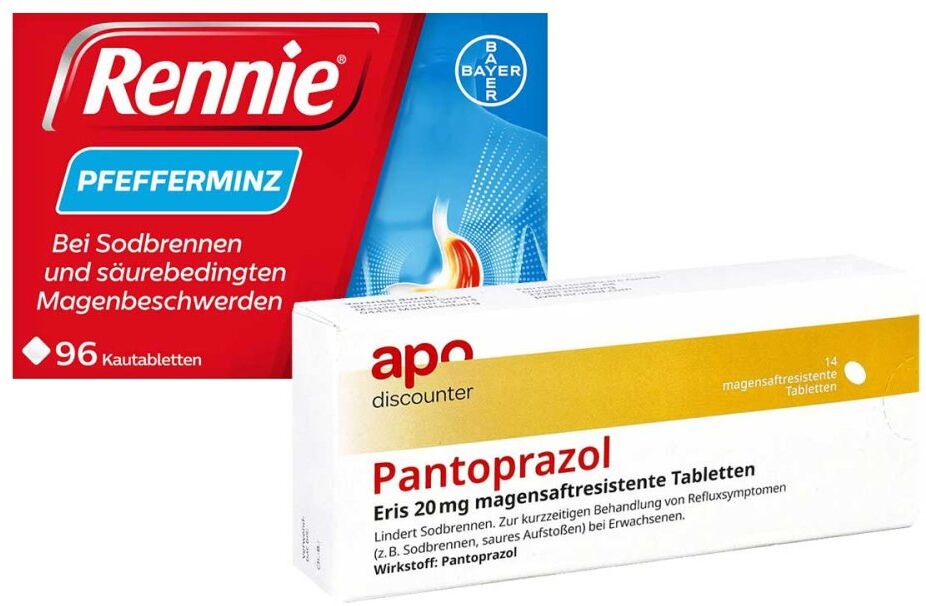 apodiscounter Rennie Pfefferminz gegen Sodbrennen Kautabletten + Pantoprazol E