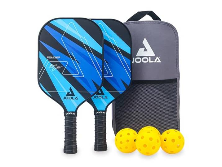 JOOLA Pickleball Set Blue Lightning Inklusive 2 Schläger, 4 Bällen und Tasche, ideal für Freizeitspieler, Ben Johns, 7-teilig
