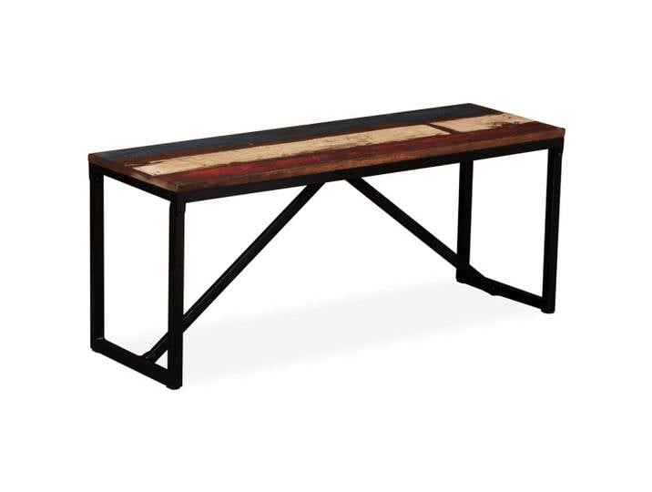 furnicato Truhenbank Sitzbank aus recyceltem Massivholz mit Stahlbeinen 110x35x45 cm, Lackierter Hocker im Vintage-Stil, bereits fertig zusammengebaut
