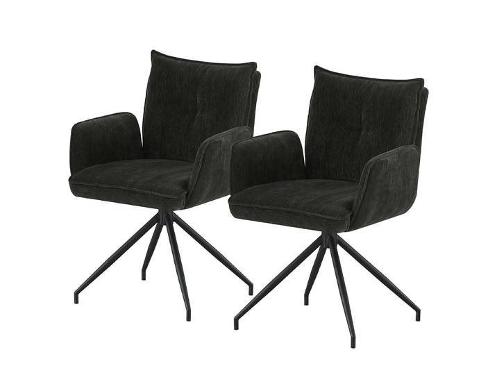 Drehbarer Armlehnenstuhl Gach 2er-Set 59 x 86 x 66cm Grau/Schwarz