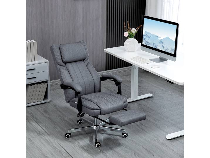 Vinsetto Silla de Oficina inclinable y Giratoria con 6 Puntos de Masaje Vibratorio con Mando de Control 65x61x108-118 cm Gris