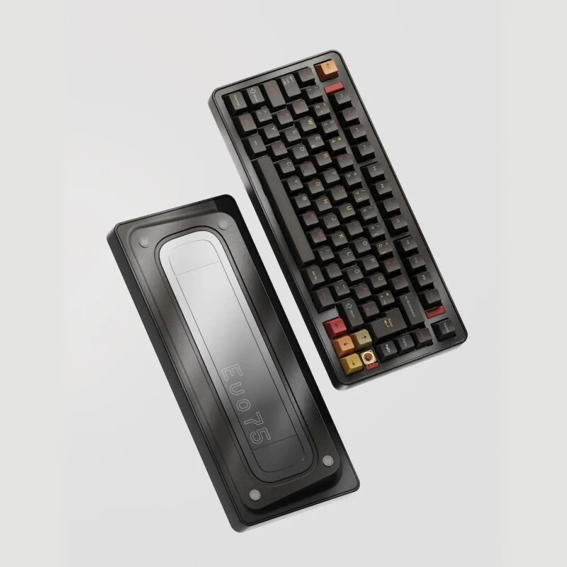Ticktype EVO75 Custom Tri-mode Draadloos Mechanisch Toetsenbord, US Lay-out, Volledig Aluminium, Hot-swappable, Leaf Spring Mount, VIA-compatibel, Creamy Rye Switches, 8000 mAh, RGB, Nebula