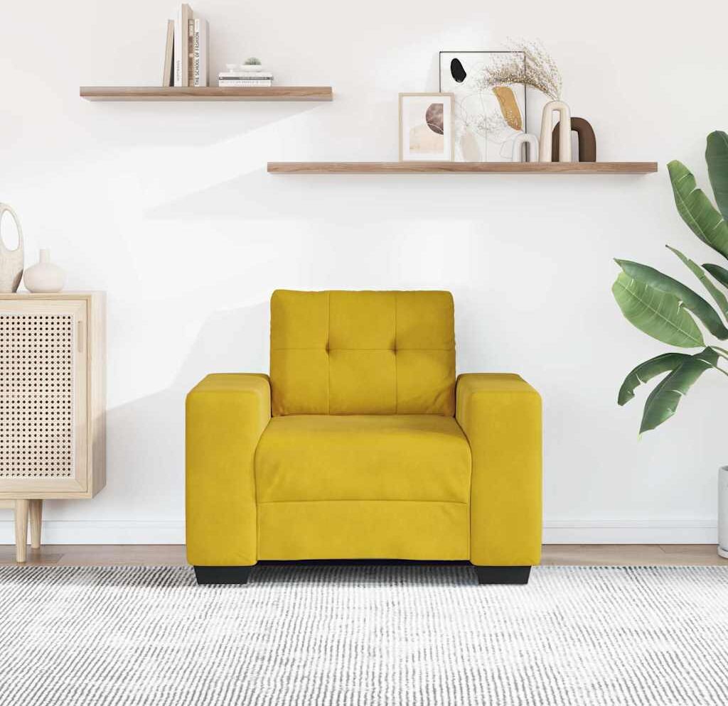 vidaXL Fauteuil canapé jaune 100x78x80 cm velours