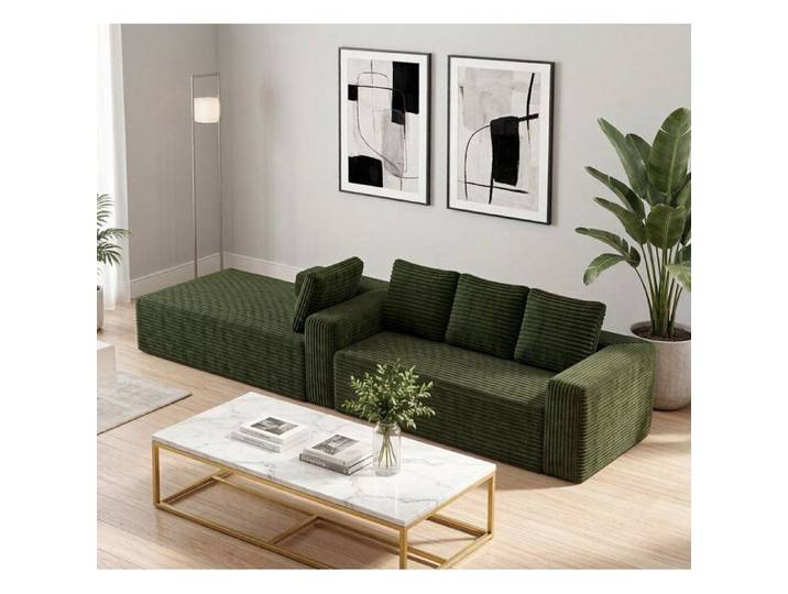 W3024S00019Coupe sectionnelle en nuage avec chaise en forme de L En le rétablissant à sa forme pittoresque Vert
