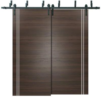 SartoDoors Planum 0310   Closet Door Bypass Barn Door   Solid Wood   Hardware Set   72x80, Chocolate Ash Bedroom Door