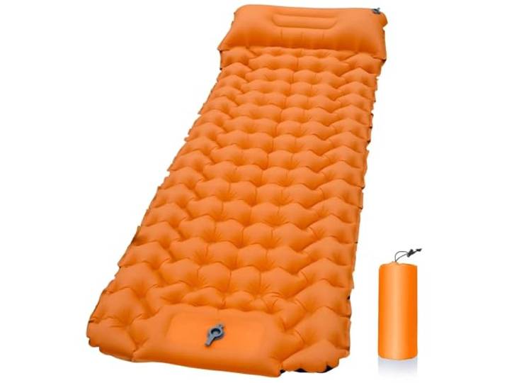 LAKSJDNC Outdoor Isomatte Camping aufblasbar Outdoor Schlafmatte Matratze mit Kissen, Reisematte, Klappbett