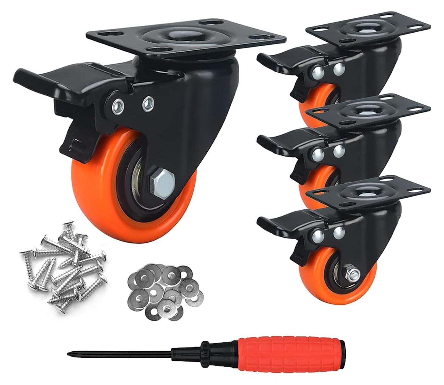 Set van 4 zwenkwielen met 4 remmen van 38 mm voor meubels