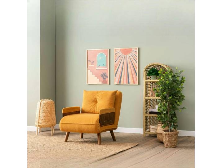Fauteuil en tissu - convertible lit 1 place LOJA - Moutarde