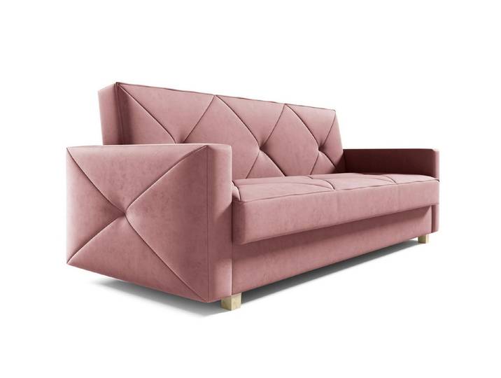 MOEBLO Schlafsofa PRETORIA, 215 cm – Luxuriöses 3-Sitzer Samtsofa mit Schlaffunktion & großem Bettkasten, stilvolles Design & hoher Komfort, mit Schlaffunktion und Bettkasten
