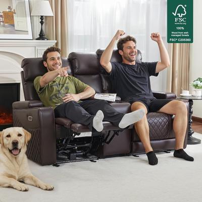 MCombo Power Reclining Loveseat Sofa with Adjustable Headrests and Console, Home Theater Seating with Armrest Storage HTS480