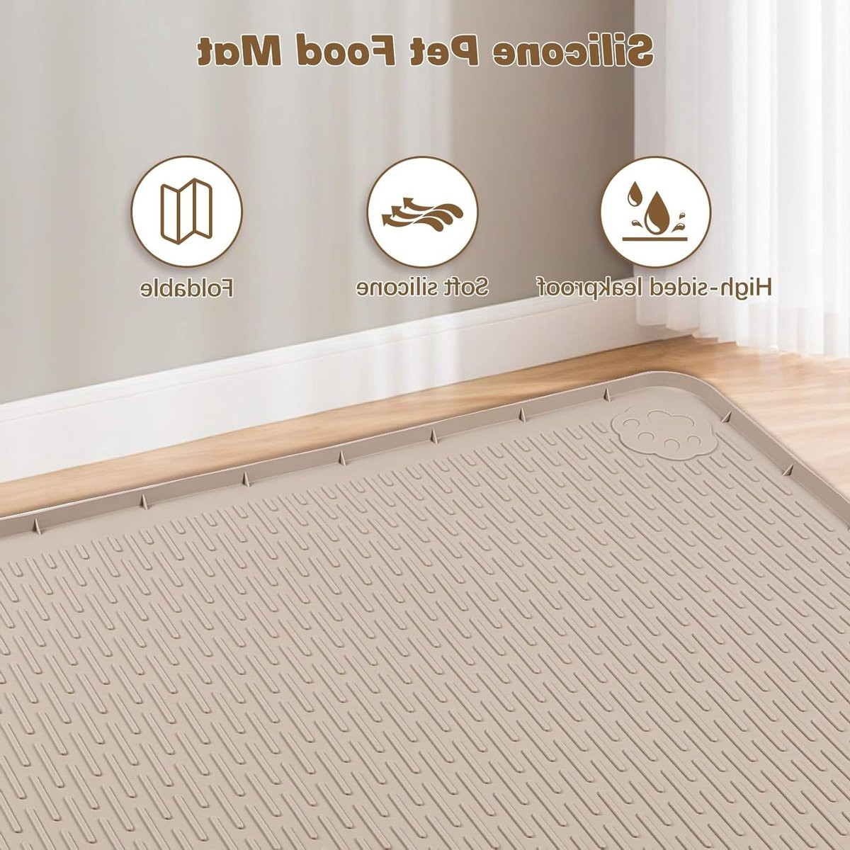 Extra grote siliconen kattenvoermat met verhoogde rand en antislip, 127 x 89 cm