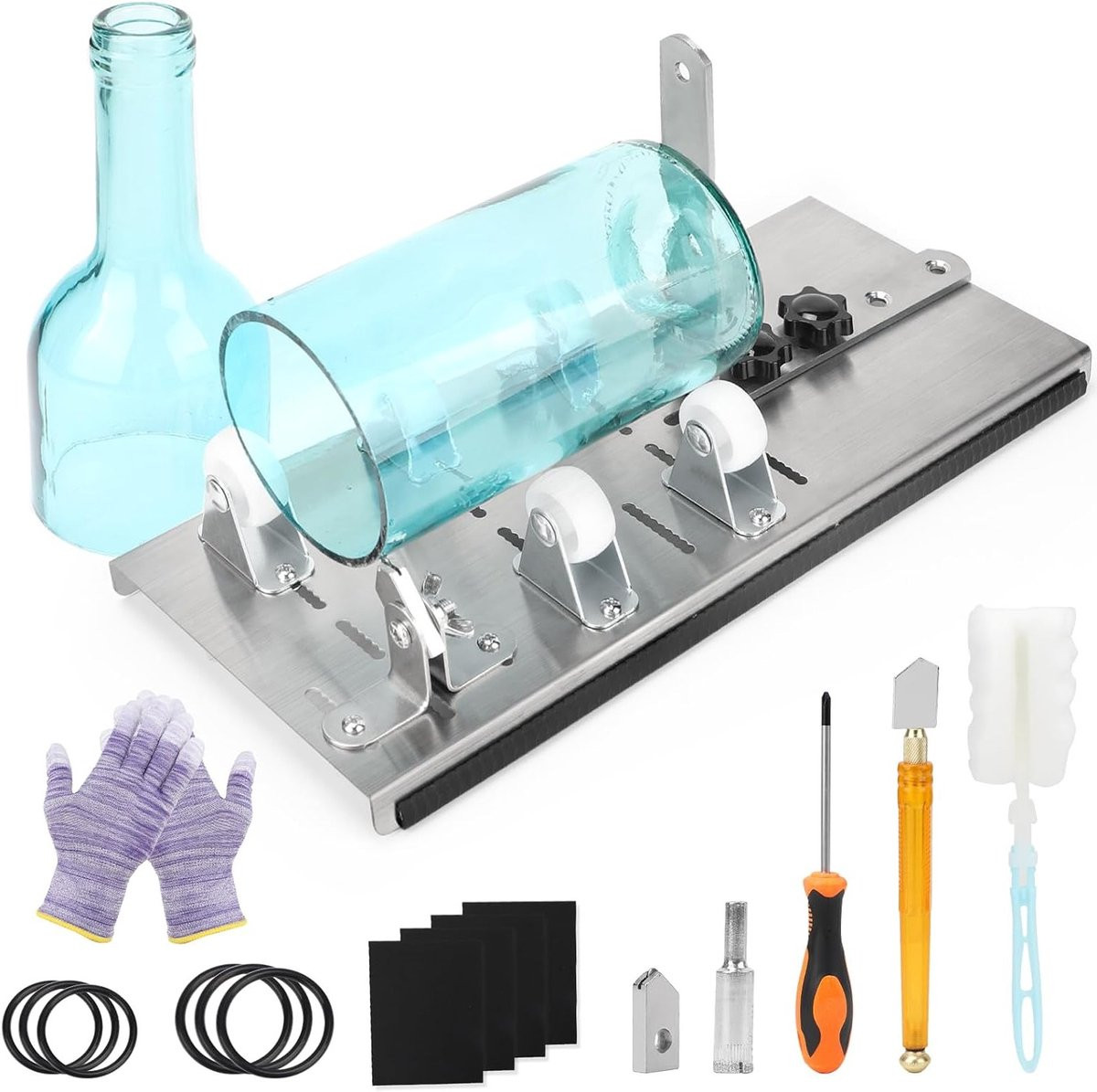 Glas Snijder voor Flessen met Veiligheids Handschoenen en Accessoires voor DIY Lampen en Kaarsenhouders