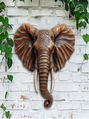 Multisell Products Hub Large Scale Wooden Elephant Head Art, Retro Festival Wall Hanging, Flat Home Decoration 1