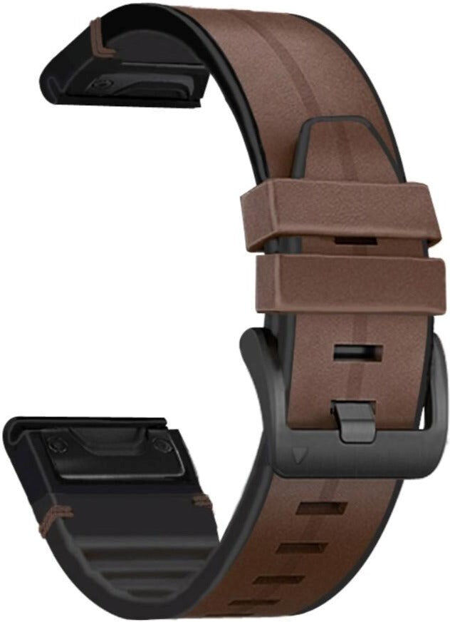 INCOVER Universal Garmin 22mm QuickFit Læder & Silikone Rem - Brun