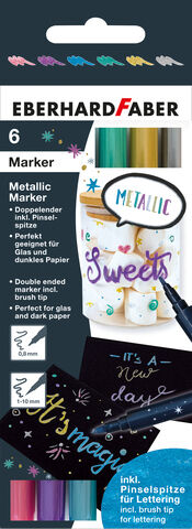 E. Faber Metallic Marker Duo, 6 Stifte, 2 Spitzen
