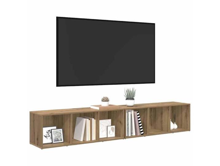 Support TV Marron SWEETY Ensemble meuble TV - Armoire TV - 2 pcs Chêne artisanal 37x35x107cm CL90419149334