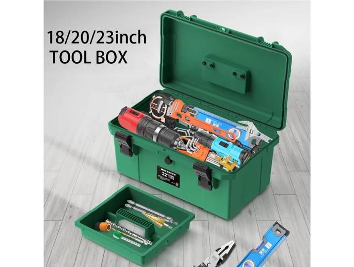 Grande boîte à outils en plastique de 18/20/23 pouces, étanche, rangement pour électricien professionnel, valise de protection antichoc, boîte à outils