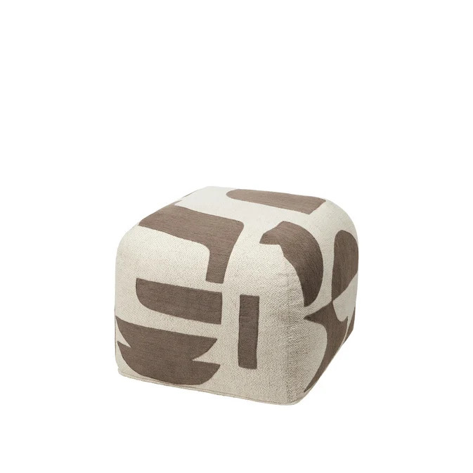 Broste Copenhagen Mundo poef bruin/beige van linnen