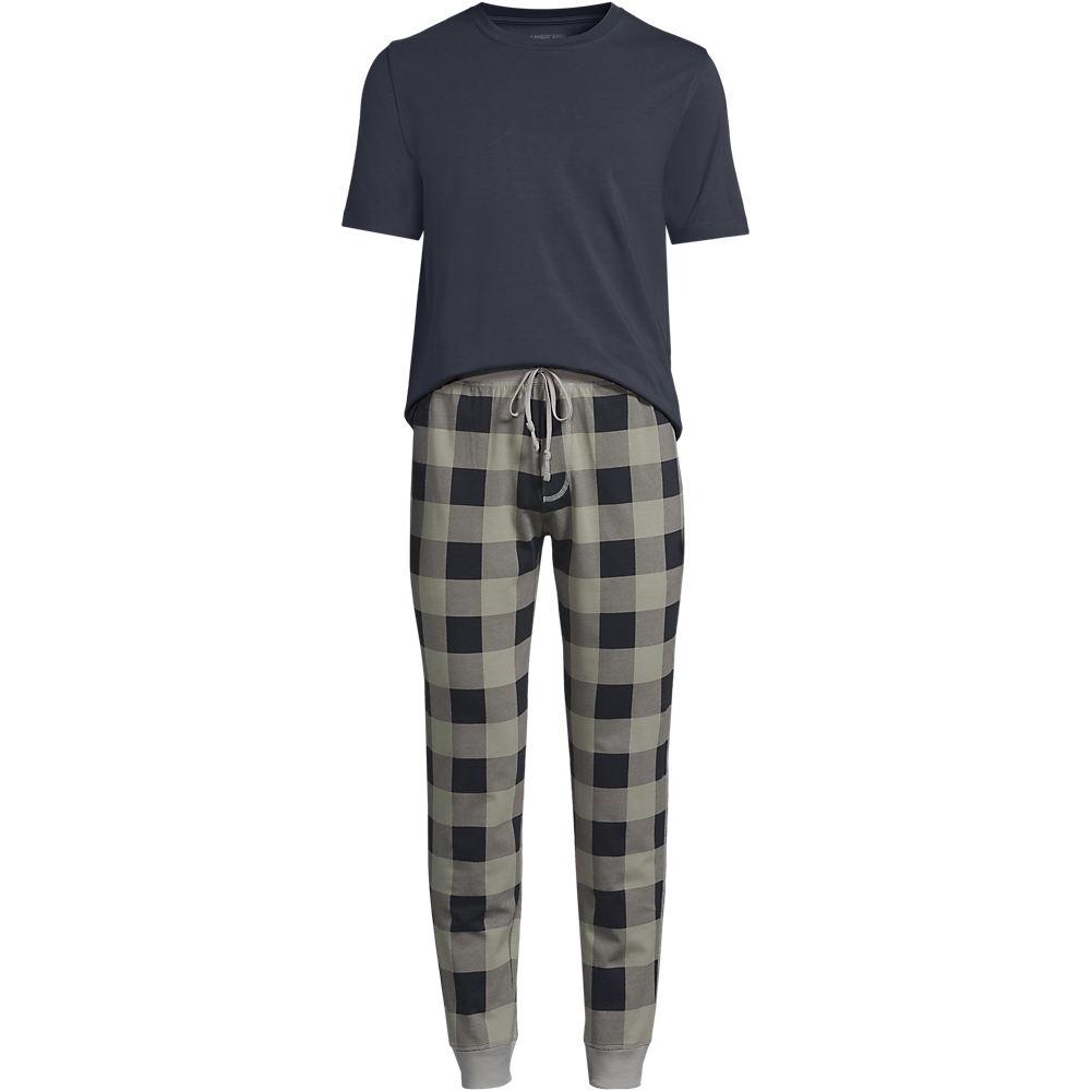 Pyjama-Set aus Baumwoll-Jersey für Herren, Herren, size: regular, Grau, Baumwoll-Mischung, by Lands' End