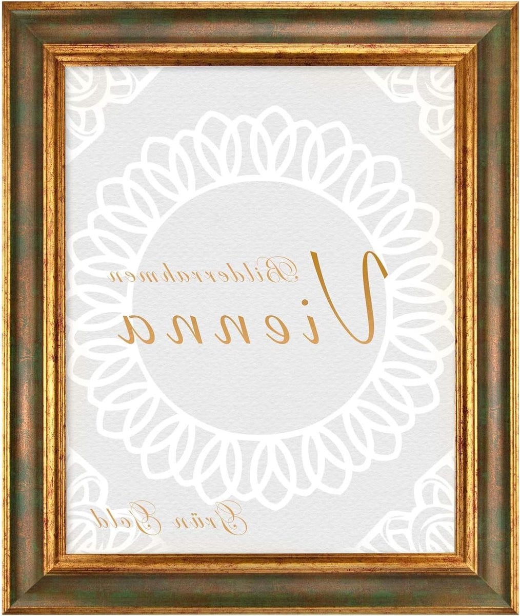 Fotolijst Vienna Houten fotolijst Dubbel goud decoratief frame Groen Goud 35 x 50 cm