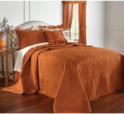 100% Cotton Florence Oversized Bedspread by BrylaneHome in Spice (Size FULL)