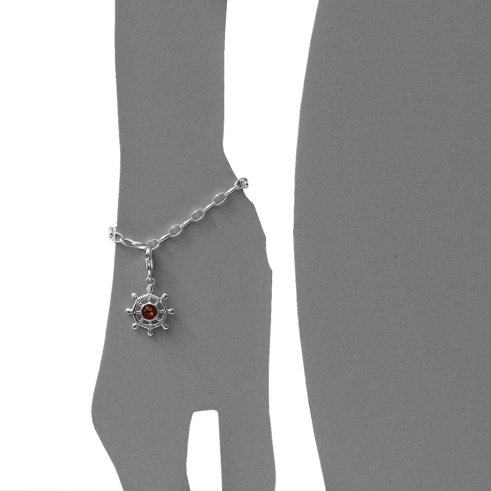 Kettenanhänger OSTSEE-SCHMUCK "Ostsee-Schmuck Charm-Einhänger Steuerrad", weiß (weiß, neutral), Schmuckanhänger, Damen, 29 x 17mm, Silber 925 (Sterlingsilber), 1,7 g, Kettenanhänger