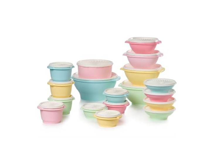 Tupperware Heritage Collection Frischhaltedosen-Set in Vintage-Farben, spülmaschinenfest und BPA-frei, 36-teilig (18 Behälter + 18 Deckel)