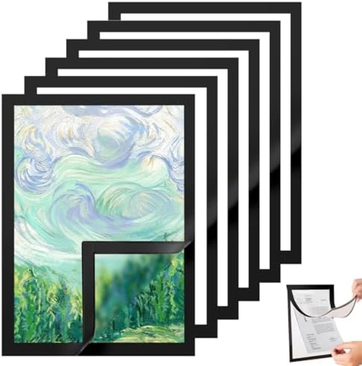PromoHome 6-delige magnetische fotolijsten set A3 formaat - Zelfklevend en waterdicht