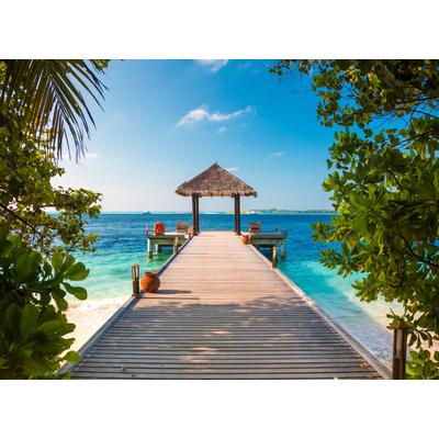 Fototapete PAPERMOON "Maldives Jetty", bunt, B:5m L:2,8m, Vlies, Tapeten