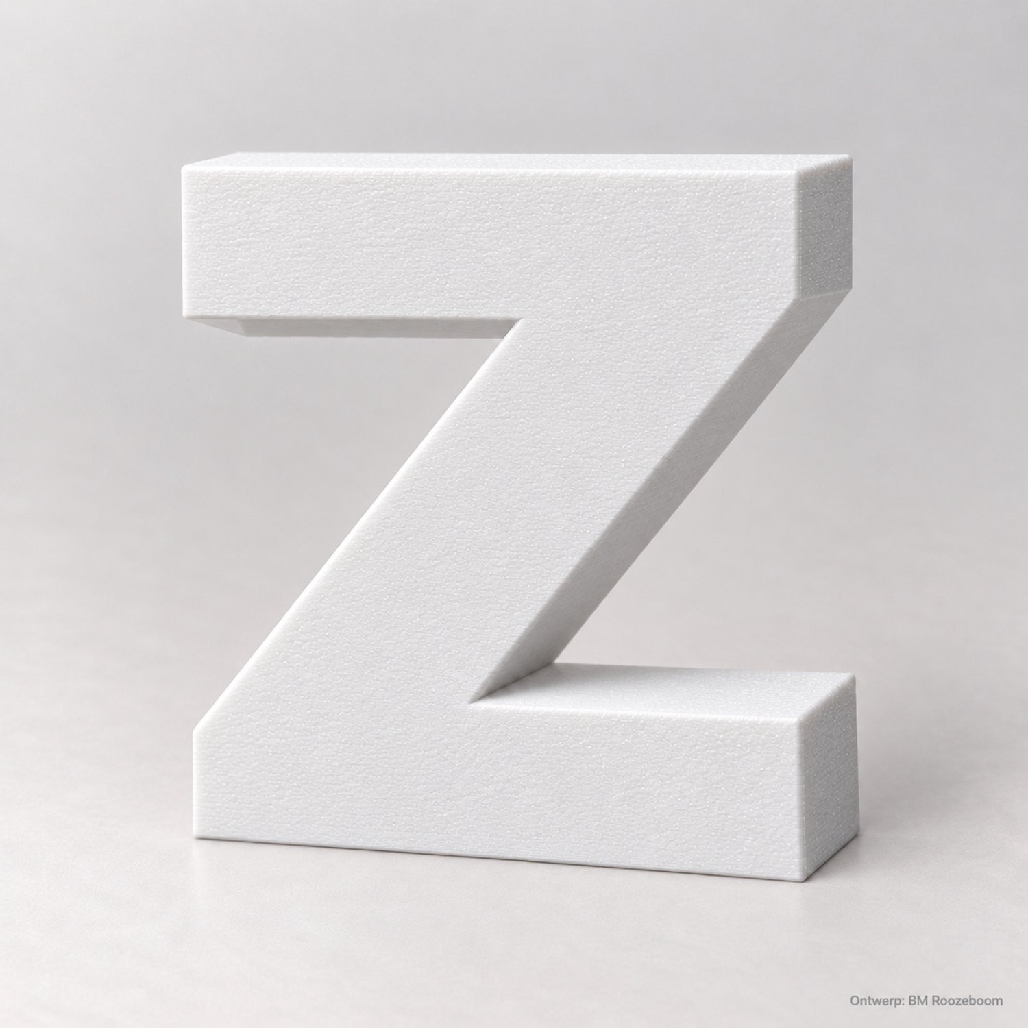 BM Roozeboom Letter Z Montserrat ExtraBold Wit 3D-geprint PLA Hoogte: 10 cm, Diepte: 3 cm