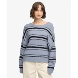 Superdry für Damen. W6110738A Slouchy-Pullover mit Bürsteneffekt-Streifen in Hellblau (M), Lässig, Langarm, Stoff