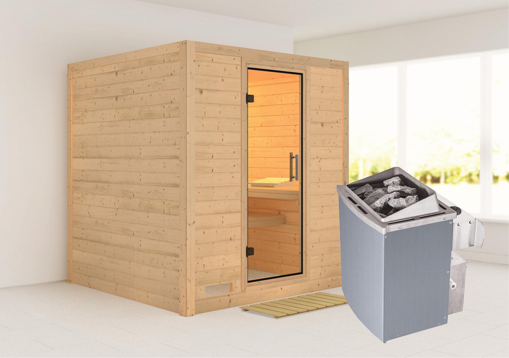 KARIBUHOLZT Sauna Mojave Front 9kW int.Strg klarglas GGT 16879867