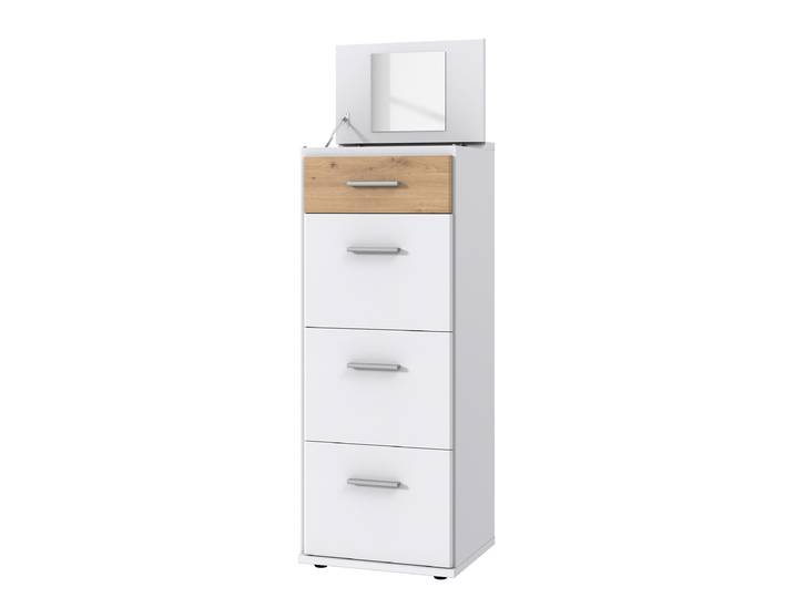 Commode Joker à tiroirs 46 x 121 x 40cm Blanc/Imitation chêne Artisan