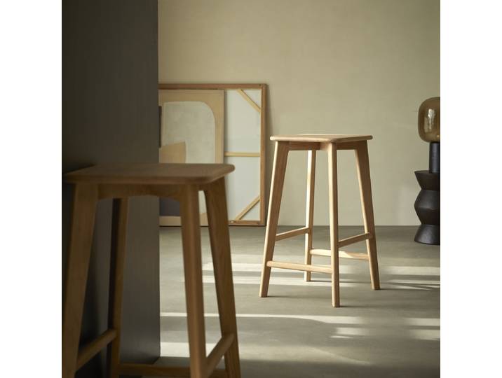 Barhocker aus massiver Eiche - Natur - Oak
