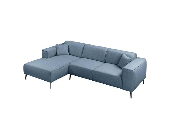 Canapé d angle méridienne Bleu Tissu Nea 281 x 70 x 167cm Méridienne courte à gauche vue de face Moderne
