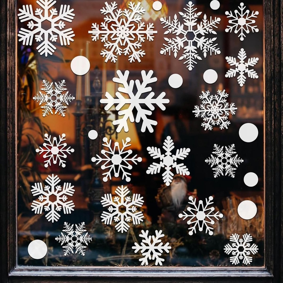 397 Stukken Kerstdecoratie voor Ramen met Sneeuwvlokken en Kerstafbeeldingen, Zelfklevende Electrostatische Vensterdecoraties