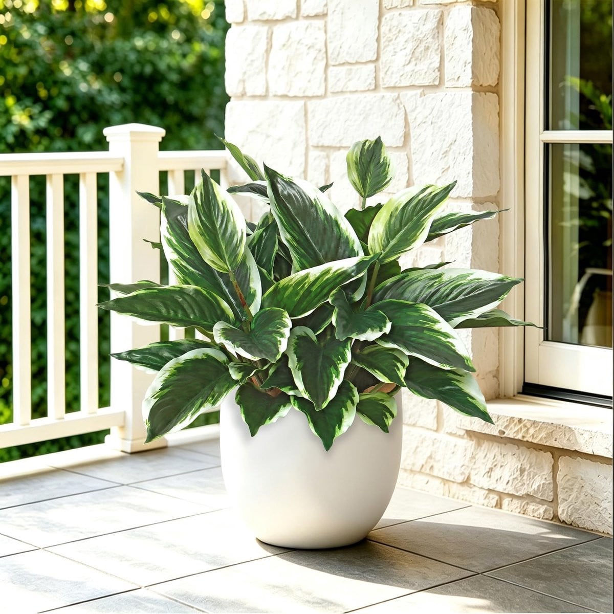 Solidchoice Set van 4 Realistische Hostas Kunstplanten Groen - 40 cm