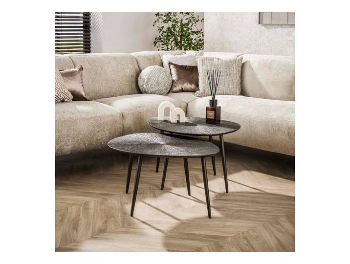 Sitheim® Couchtisch RAY Brown Leaf Couchtisch Set aus 2 / Dunkelbraunes Bronze (Spar-Set, 2er Set)
