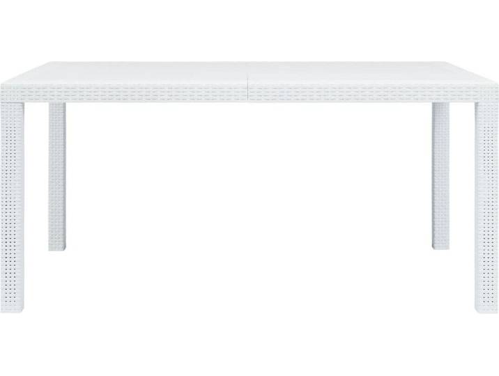 vidaXL Gartentisch Weiß 150x90x72 cm Kunststoff Rattan-Optik
