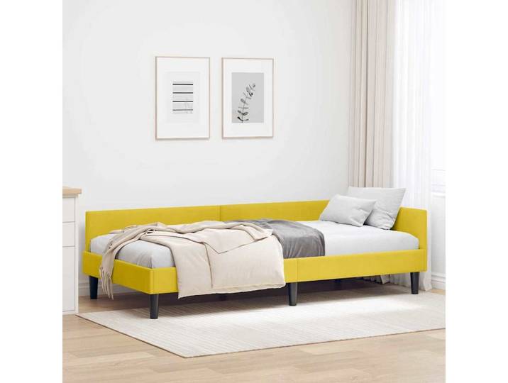 furnicato Daybed Eckbettgestell 90x190 cm Gelb, Wendbares Kopfteil Daybed mit L-förmigem Design für dein Schlafzimmer