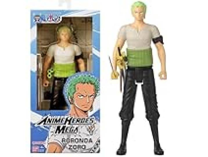 BANDAI - Anime Heroes - One Piece - Figurine Anime Heroes Mega 30 cm Zoro - Grande Figurine articulée Roronoa Zoro - Licence Officielle One Piece - Jouet Enfant 4 Ans et + - 38332