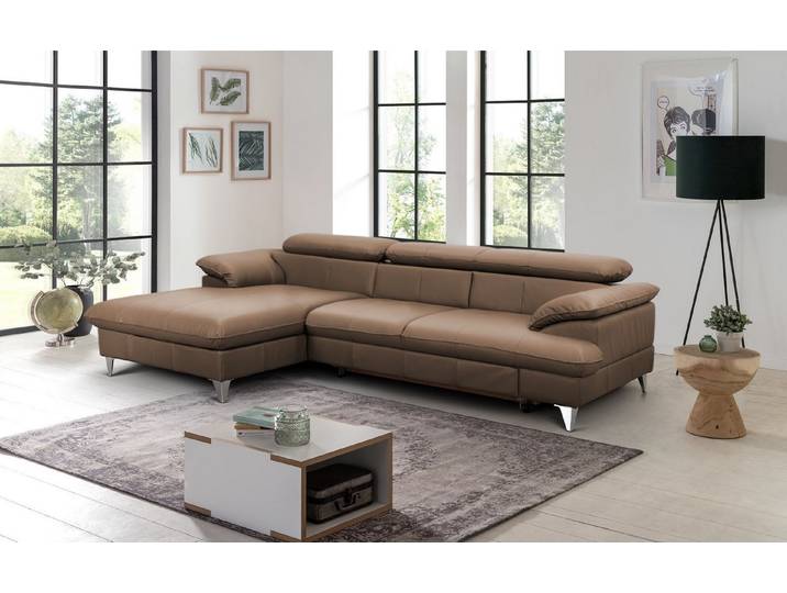 COTTA Ecksofa David Echtleder, Echtleder mit Schlaffunktion & Bettkasten