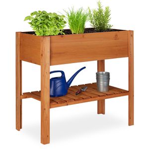 Relaxdays Hochbeet 10026319, aus Tannenholz, 88 x 44 x 80 cm, 60 Liter, natur, mit Ablageboden
