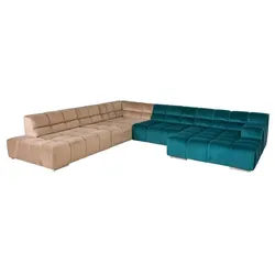 designwerk Wohnlandschaft Temple Stoff Beige, Blau Beige /