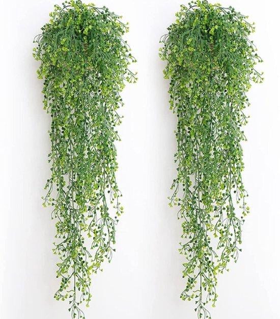 Famanu set van 2 groene hangende kunstplanten