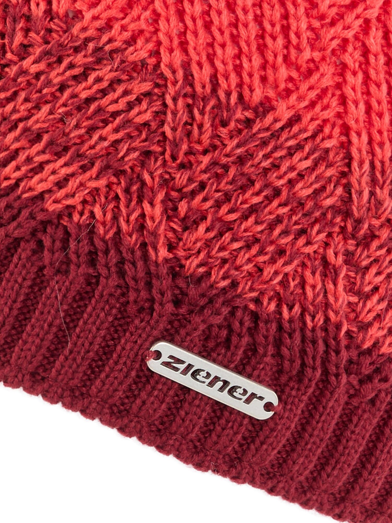 Strickmütze ZIENER "IXIA-Z DAMEN", Damen, rot (wine pigment), Materialmix, Mützen Strickmütze, warm, mit weichem Fleecefutter