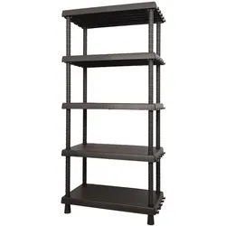 ArtPlast - Modulares Regal aus Polypropylen mit 5 Böden 82x4x164,5 cm in Farbe Schwarz - DAVIDE D+-Kollektion
