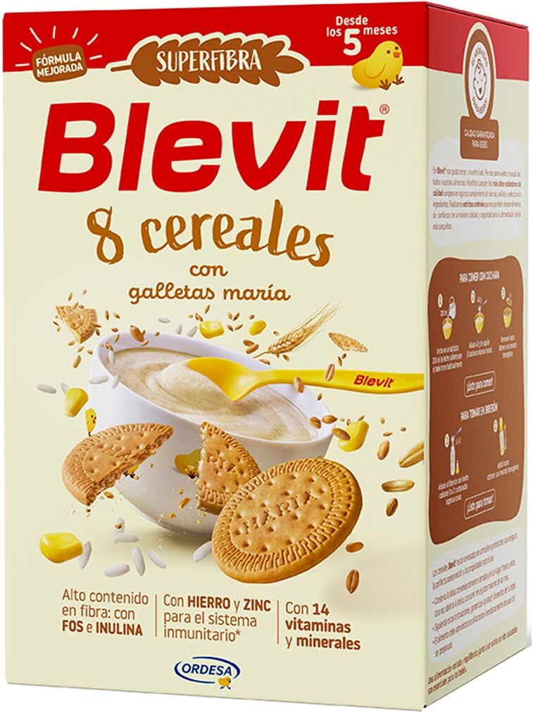 Blevit Papilla Sf 8 Cereales y galleta 500 g .