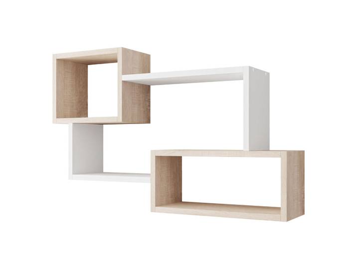 Mirjan24 Wandregal Trio 005, Sonoma Eiche, Weiß, Rechteckig, 87x54x18 cm, Wohnzimmer, Regale, Wandregale