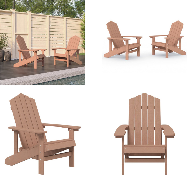 vidaXL Adirondack Gartenstühle 2 Stk. HDPE Braun - Gartenstuhl - Gartenstühle - Outdoor Stuhl - Gartensessel